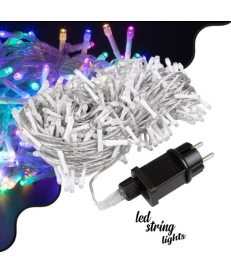 85841 Διακοσμητική Γιρλάντα 33 Μέτρα με Controller 8 Προγραμμάτων Εναλλαγών Φωτισμού - Επεκτεινόμενη 300 LED 3.6W AC 230V με Διάφανο Καλώδιο & Πρίζα Schuko Αδιάβροχη IP44 RGB Μ33m